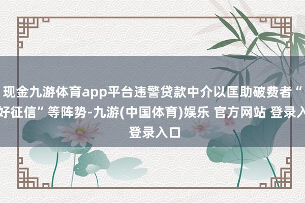 现金九游体育app平台违警贷款中介以匡助破费者“养好征信”等阵势-九游(中国体育)娱乐 官方网站 登录入口
