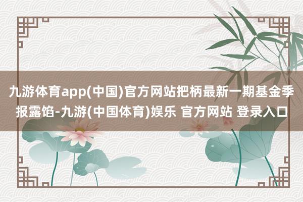 九游体育app(中国)官方网站把柄最新一期基金季报露馅-九游(中国体育)娱乐 官方网站 登录入口